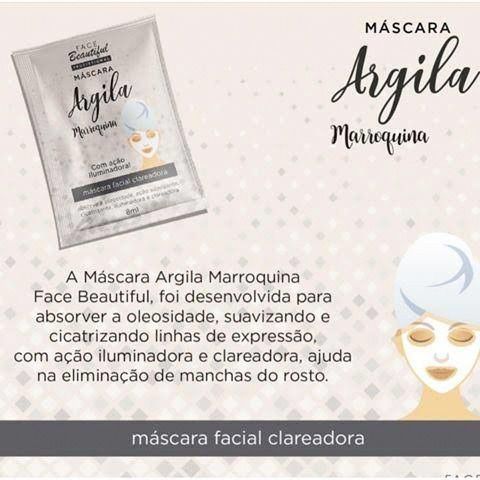 Face Beautiful - Máscara Facial Iluminadora Argila MArroquina - Kit c/ 5 Unid