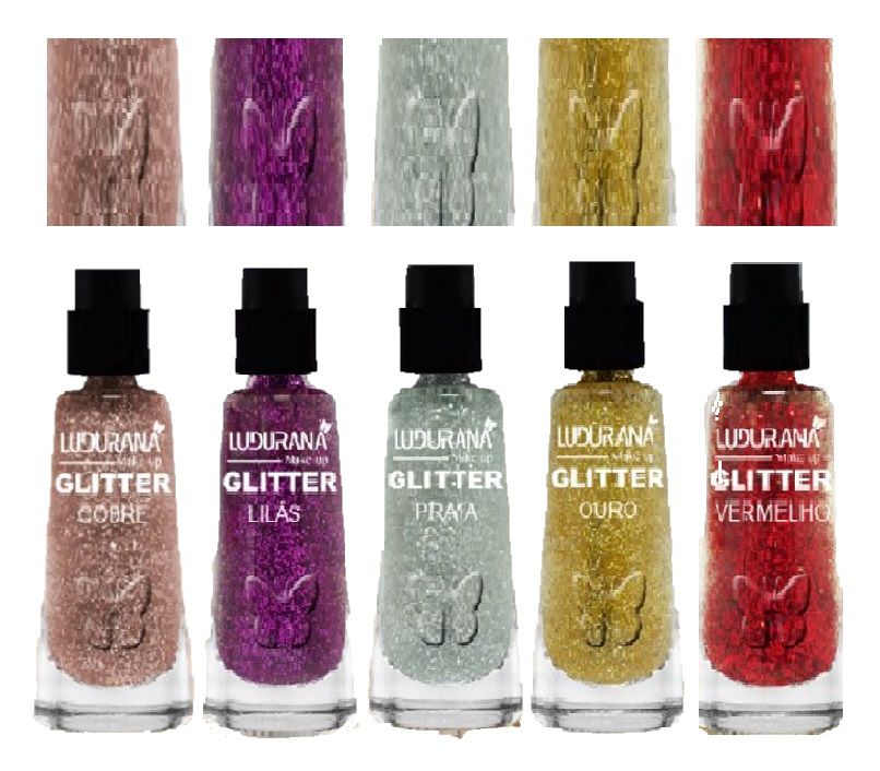 Ludurana - Sombra Glitter Solto em Pó - Kit com 30 Unidade ( 6 de cada cor )