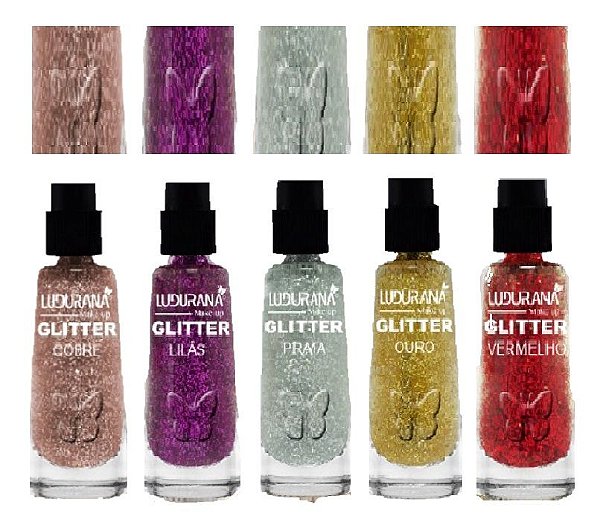 Ludurana - Sombra Glitter Solto em Pó - Kit com 5 Unidade ( 1 de cada cor )