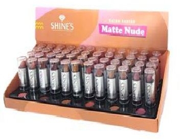 Shines - Batom Matte Cores Nudes - Display com 48 Unidades e Provadores