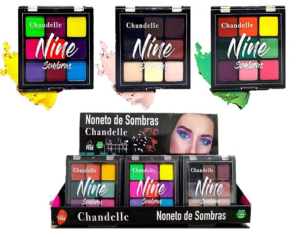 Chandelle - Paleta de Sombras Nine - Display com 18 Unidades