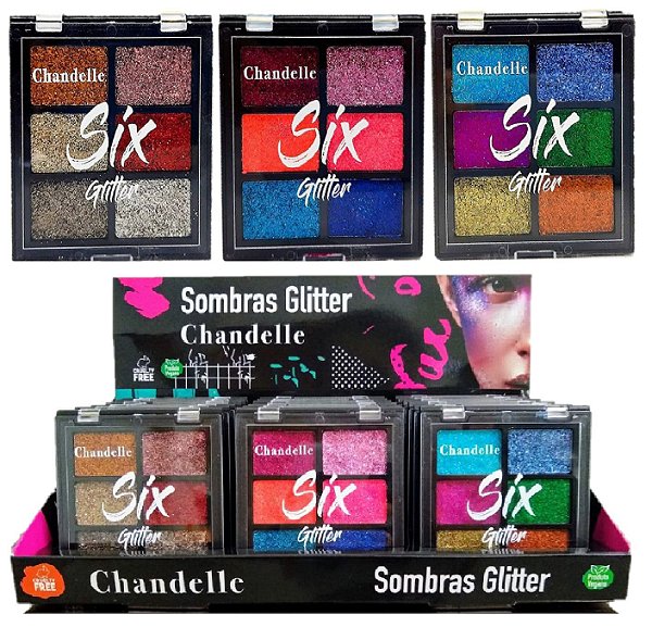 Chandelle - Paleta de Glitter  Box A ( Cores 1, 3 e 5 ) -  Kit com 18 Unidades