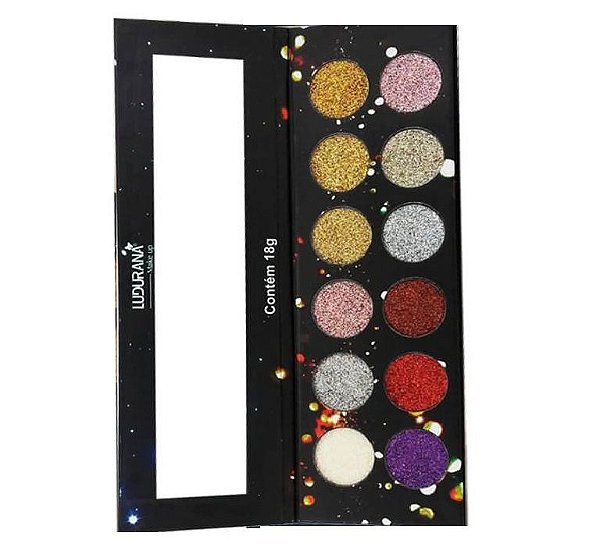 Ludurana - Paleta de Sombras Glitter 12 Cores  M00075- Kit com 12 Unidades