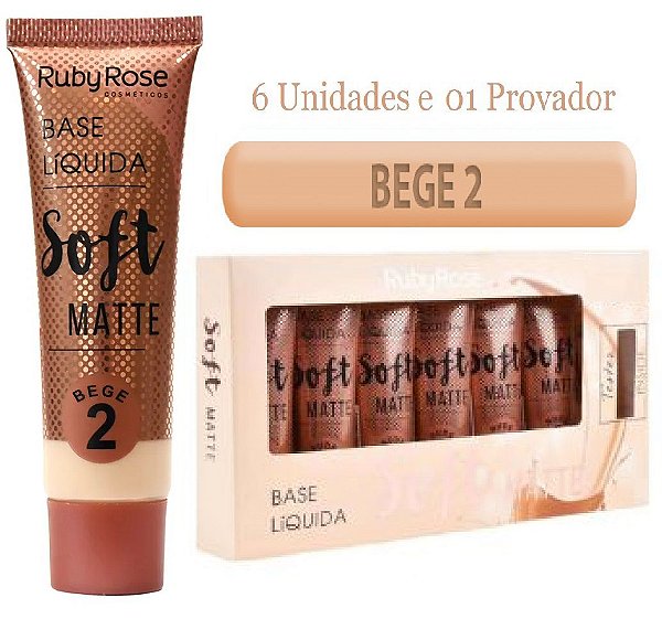 Ruby Rose - Base Soft Matte  Bege 2  ( Kit C/ 6 Unid e Prov )