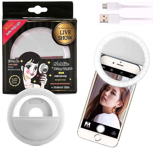 Importado - Led de Selfie Ring Light para Celular Tablet Recarregável SG11 - Kit C/ 6 Unid