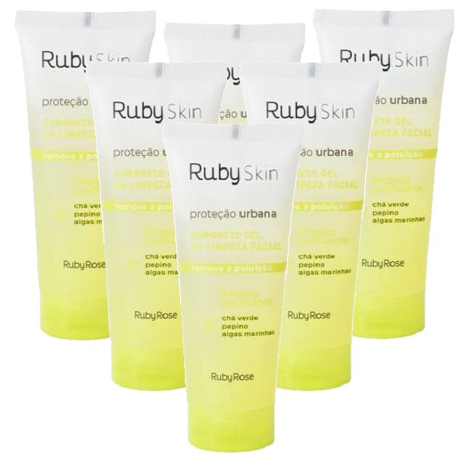 Ruby Rose - Sabonete Gel De Limpeza Proteção Urbana Skin Care HB326 - Kit C/ 6 Unid