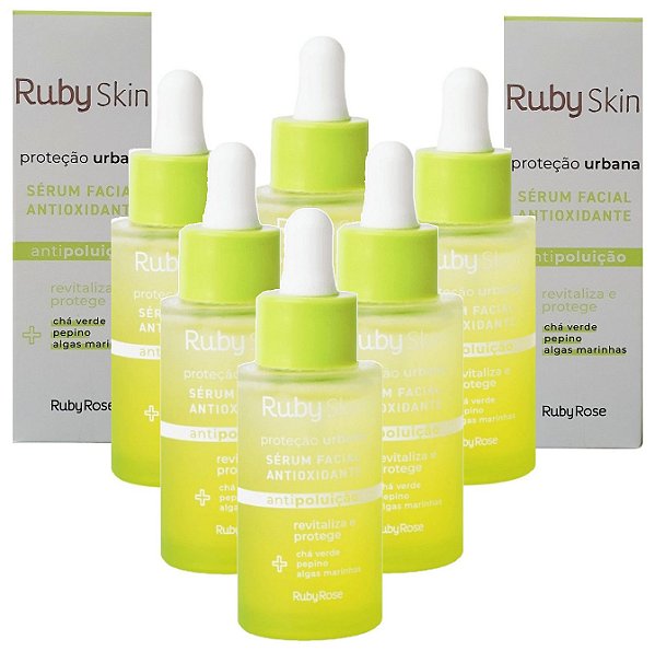 Ruby Rose - Sérum Facial Antioxidante Proteção Urbana Skin Care HB415 - Kit C/ 6 Unid