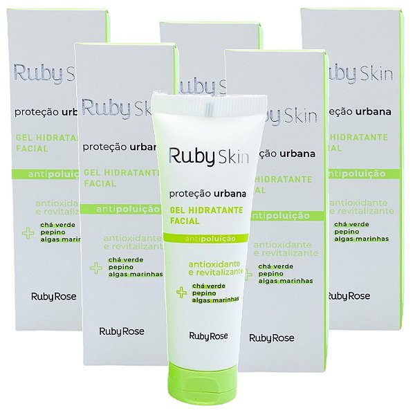 Ruby Rose - Gel hidratante facial antioxidante e revitalizante antipoluição Proteção Urbana HB406 - Kit C/ 6 Unid