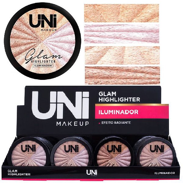 Uni Makeup - Iluminador Glam HIghlighter - Display C/24 Unid