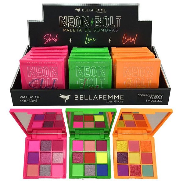 Bella Femme - Paleta de Sombras Neon Bolt  BF10097 – Box c/ 15 unid