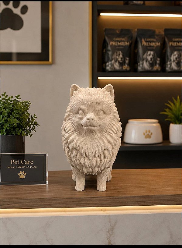 Estátua Spitz, Encante seu ambiente com essa linda escultura Spitz! Escultura