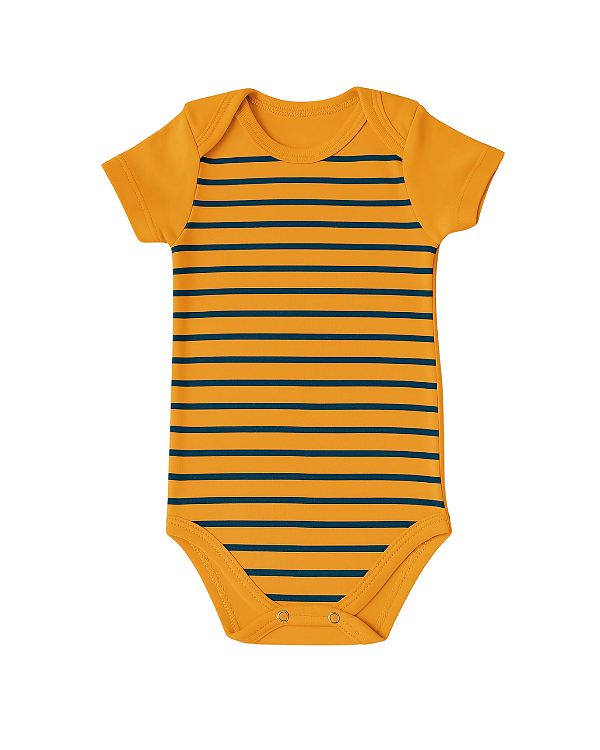 BODY MANGA CURTA TERRACOTA LISTRADO AZUL MARINHO