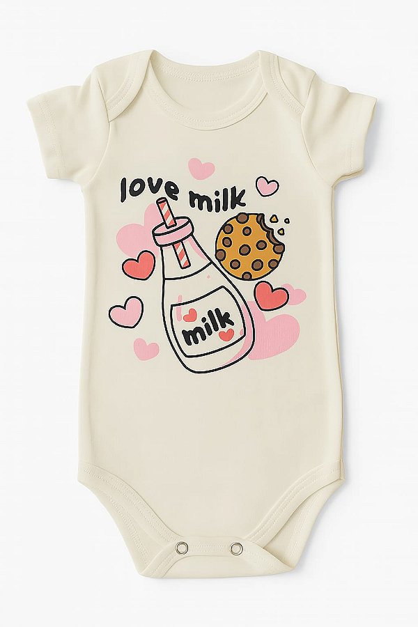 BODY MANGA CURTA OFF WHITE LOVE MILK