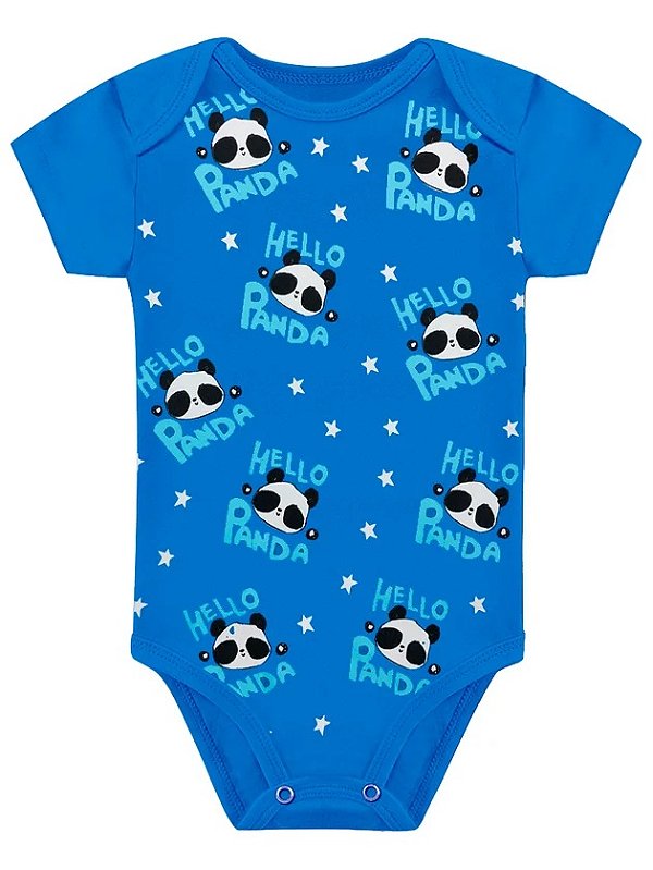 BODY MANGA CURTA AZUL HELLO PANDA