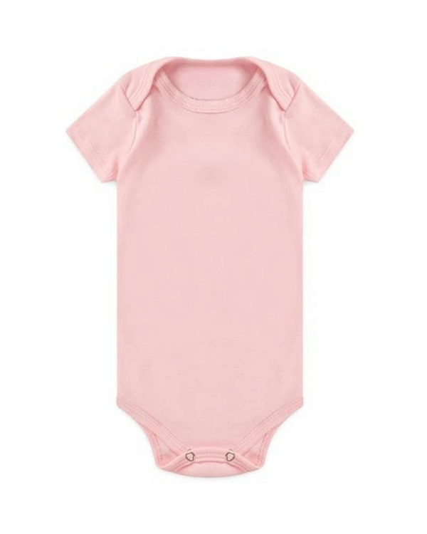 BODY MANGA CURTA ROSA BEBE