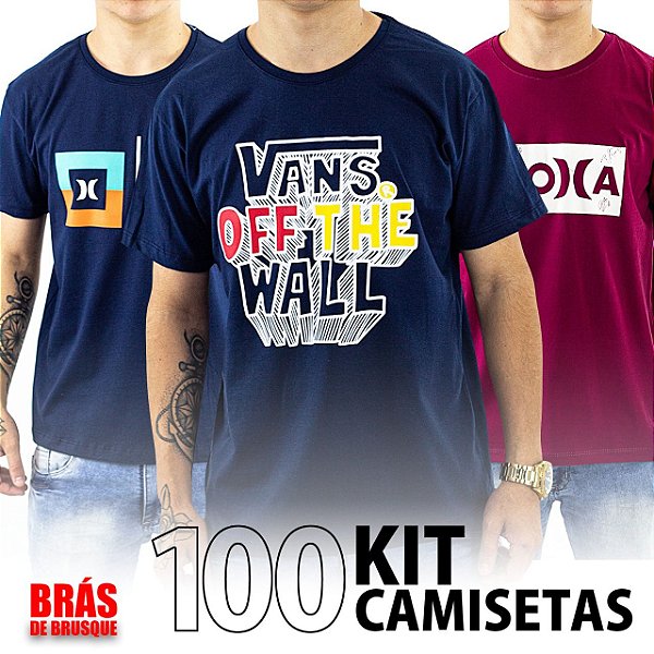 KIT 100 CAMISETAS MASCULINAS MARCAS SORTIDAS NO ATACADO