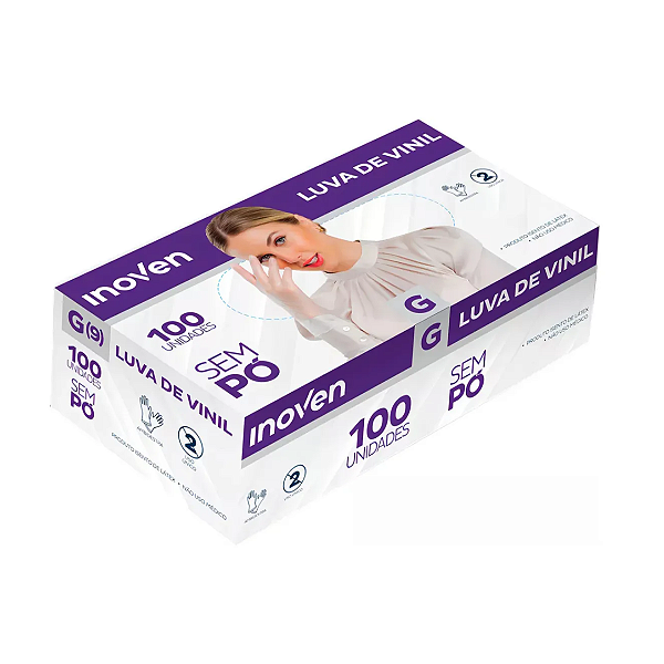 LUVA DE VINIL - SEM PÓ - 100 UNIDADES