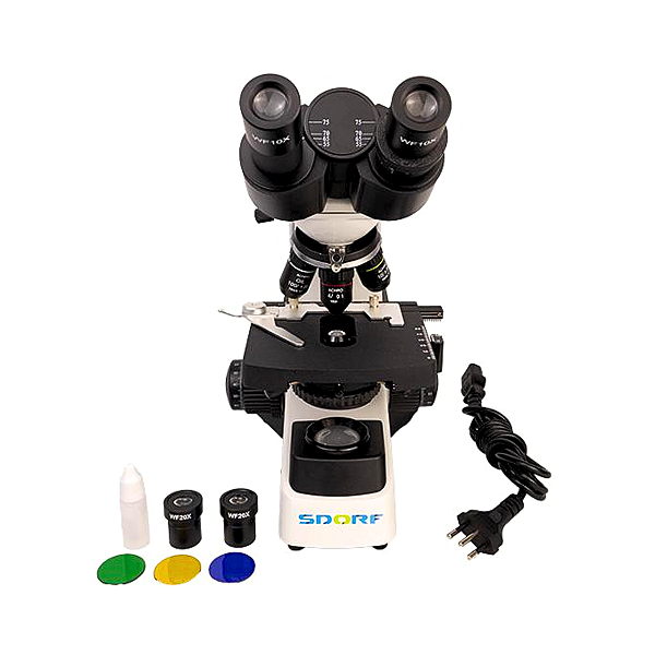 MICROSCÓPIO BIOLÓGICO BINOCULAR C/ AUMENTO DE 40X A 2.000X