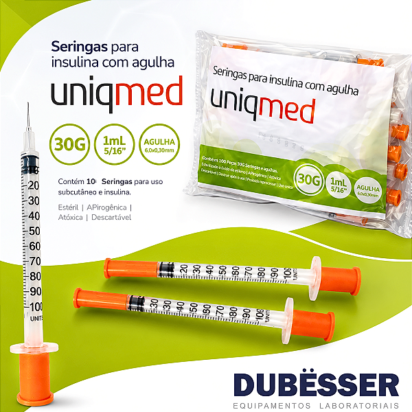 SERINGA PARA INSULINA COM AGULHA - 1ML8mm/0,3mm - 30G