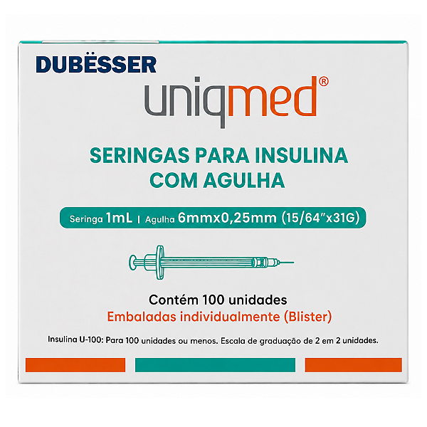 SERINGAS PARA INSULINA 1ML 6MM X 31G - 100UND - UNIQMED