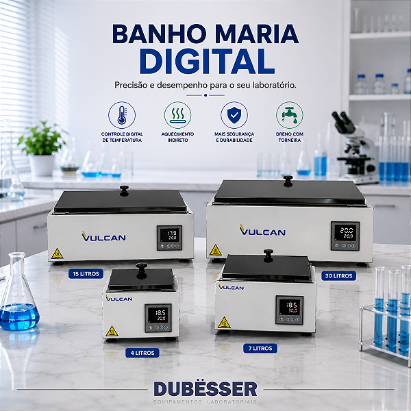 BANHO MARIA DIGITAL COM AQUECIMENTO ATÉ 100ºC - BIVOLT