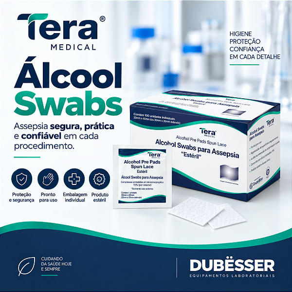 Lenço Álcool Swab Estéril com Álcool Isopropílico 70% – Tera Medical