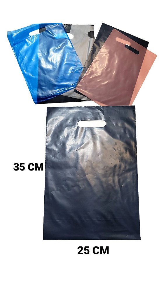 SACOLA ALÇA VAZADA BOCA RETA 25X35 1 KIT (50 UNIDADES)
