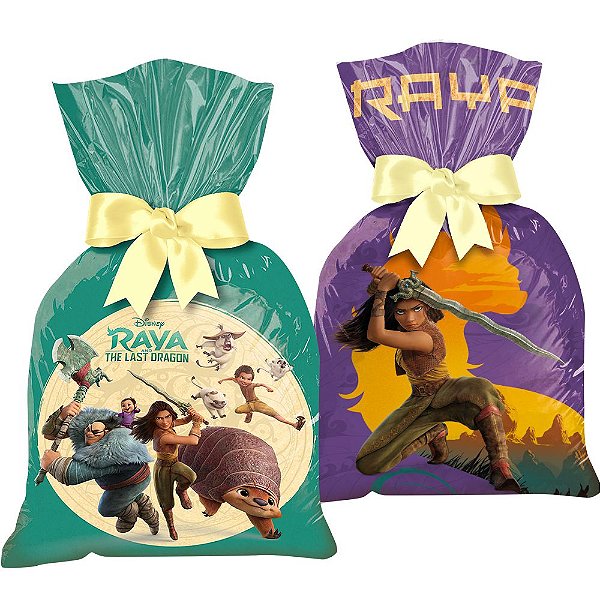Sacola Plástica para Lembrança Festa Raya e o Último Dragão - 12 unidades - Regina -