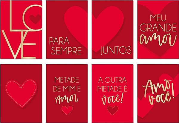 Cartaz Decorativo - 25x35cm - 08 unidades - Cromus Festa Romântica - Rizzo