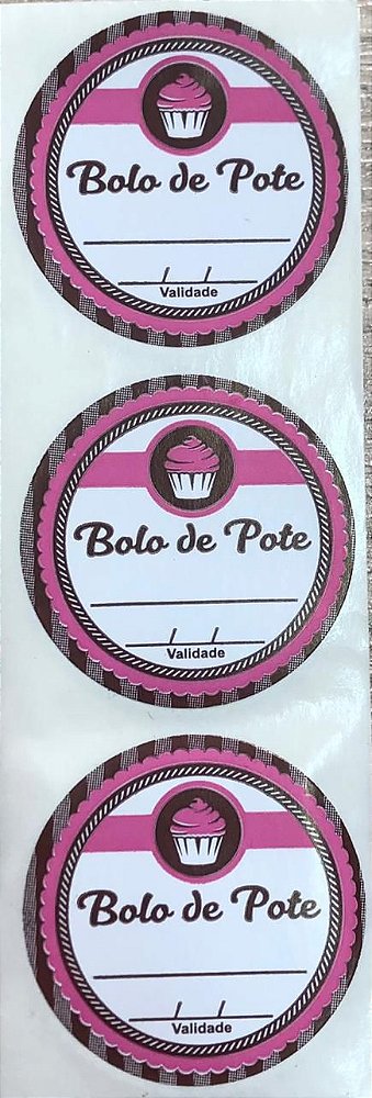 Etiqueta Adesiva Bolo de Pote Rosa com 60 un. Rizzo