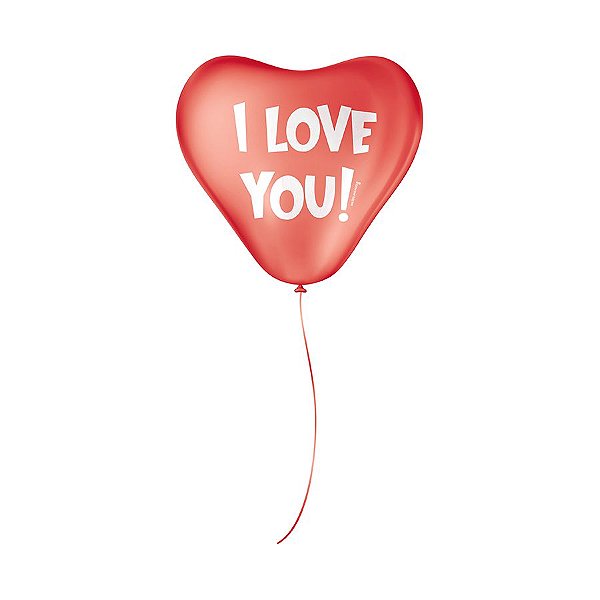 Balão de Festa Decorado Coração - I love you 11" - 25 Unidades - Balões São Roque