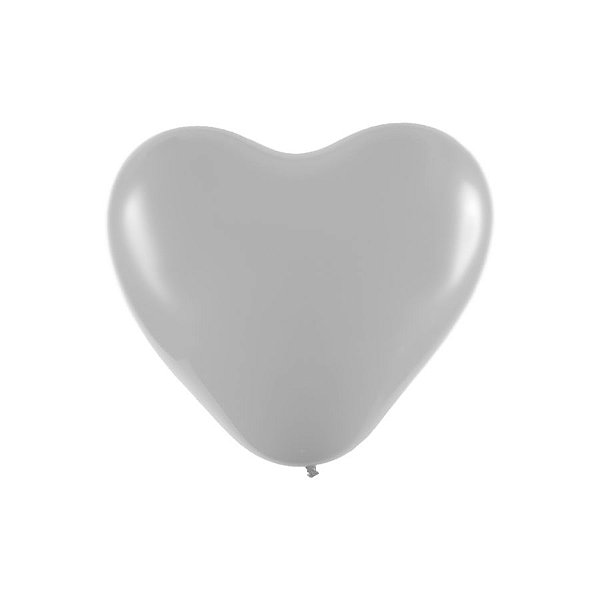Balão Coração Látex Cromado 6" Prata - 25 Unidades - Art-Latex - Rizzo