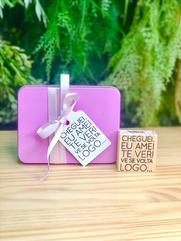 Carimbo Artesanal Cheguei Eu Amei te Ver - M - 5x5 Cm - Cod.RI-085 - Rizzo Confeitaria