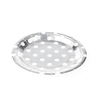 Prato Papel Biodegradável Poa Prateado - 10 un -  18 cm - Silver Festas