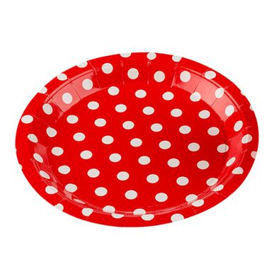 Prato Papel Biodegradável Poa Vermelho - 10 un -  18 cm - Silver Festas