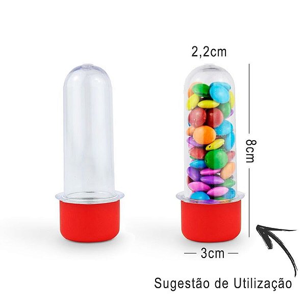 Mini Tubete Lembrancinha 8cm 10 unidades - Vermelho - Rizzo Embalagens e Festas