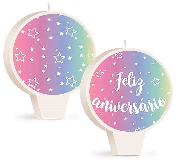 Vela Plana Dupla Face Redonda Festa Galaxia - 01 unidade - Cromus - Rizzo