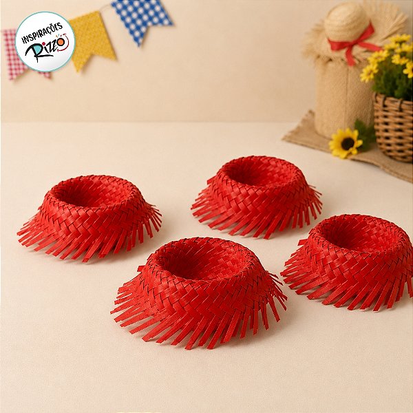 Forminha para Doces Chapeuzinho De Palha Vermelho - 12 Unidades - Cromus Festas - Rizzo Festas