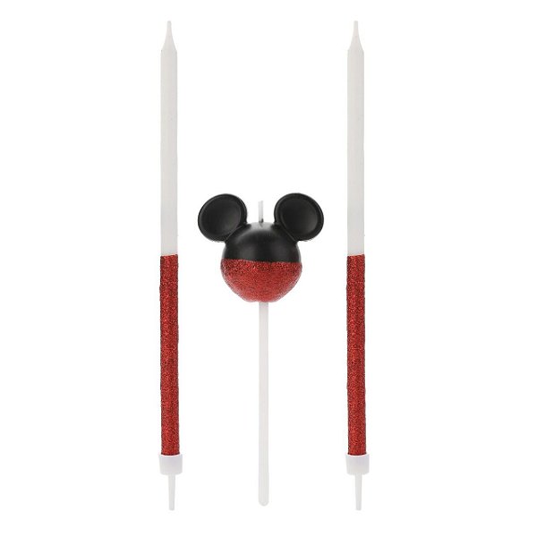 Vela Mickey 360 Glitter Vermelho Disney Silver Festas Rizzo