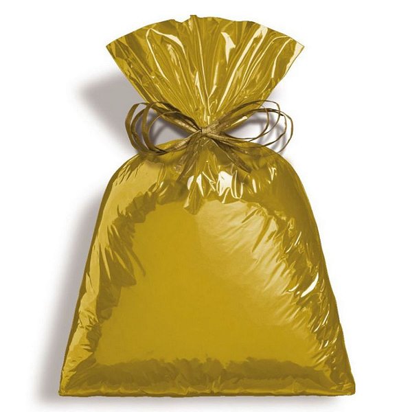 Saco Metalizado Dourado 30x44cm - 50 unidades - Cromus - Rizzo