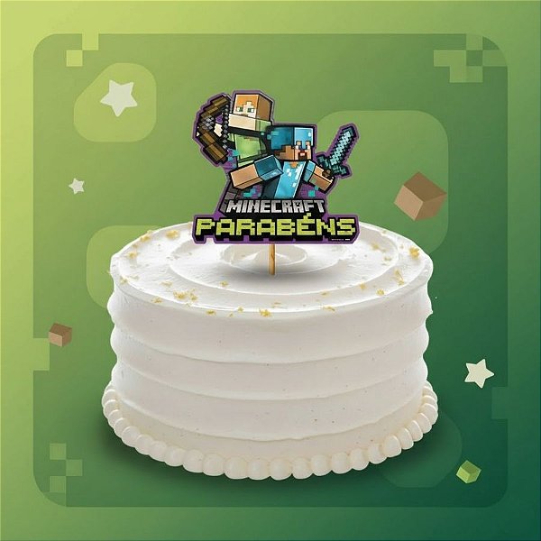 Decoração de Bolo - Festa Minecraft Grafite - 01 unidade - Regina - Rizzo