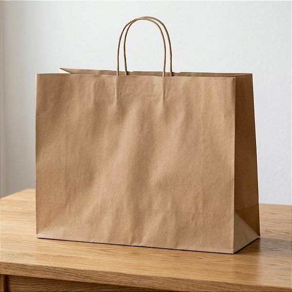 Sacola de Papel Horizontal G 28x38x12cm - Kraft 50 unidades - Cromus - Rizzo
