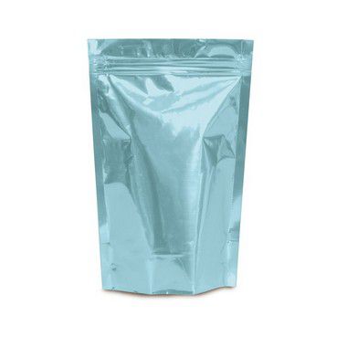 Sacolinha Metalizada com Zip 12x16cm Azul - 08 unidades - Cromus - Rizzo Embalagens