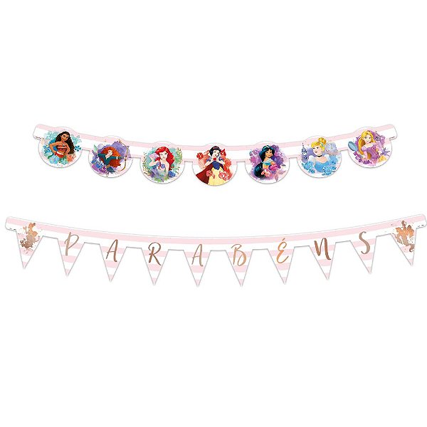 Faixa Parabéns - Festa Princesas da Disney - 01unidade - Regina - Rizzo