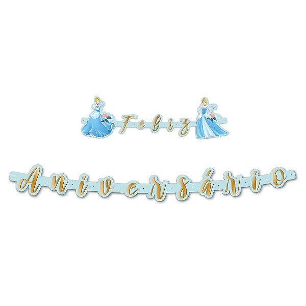 Faixa Decorativa FELIZ ANIVERSÁRIO - Festa Cinderela - 01unidade - Regina - Rizzo
