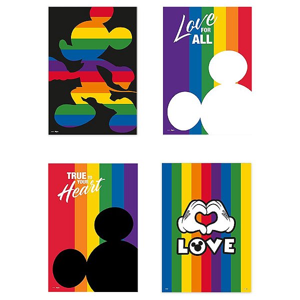 Cartaz Decorativo Festa Mickey Arco-Íris - 04 unidades - Regina - Rizzo