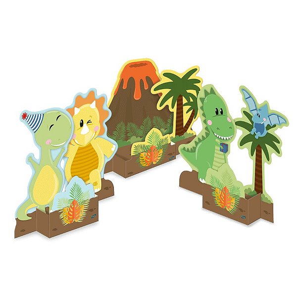 Decoração Especial de Mesa Dino Baby - 3 Unidades - Festcolor - Rizzo