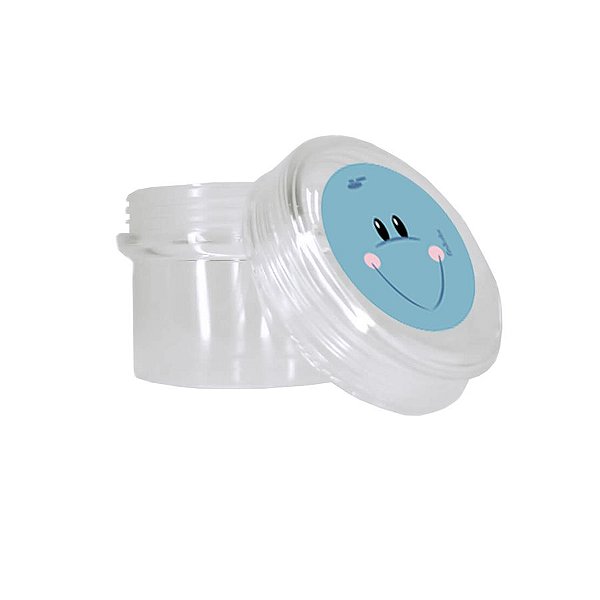 Potinho Acrílico Redondo Tampa Rosqueável Festa Dino Baby - 80ml - 4,8cm x 5cm - 20 unidades - Rizzo