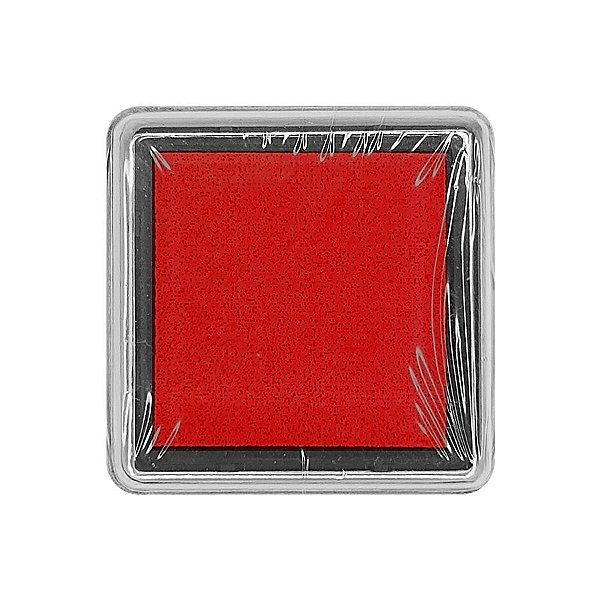 Almofada para Carimbo em Plástico e Espuma - Carimbeira Vermelho 2,5x2,5cm - 01 Unidade - Rizzo