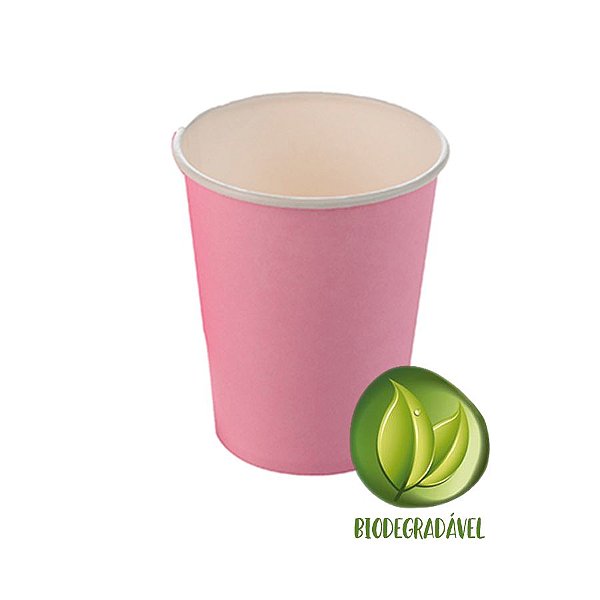 Copo Papel Liso Biodegradável 270 ml  - 10 un - Rosa Claro - Silver Festas - Rizzo Confeitaria